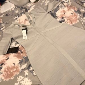 NWT BEBE Grey Double V Neck Halter Bandage Dress